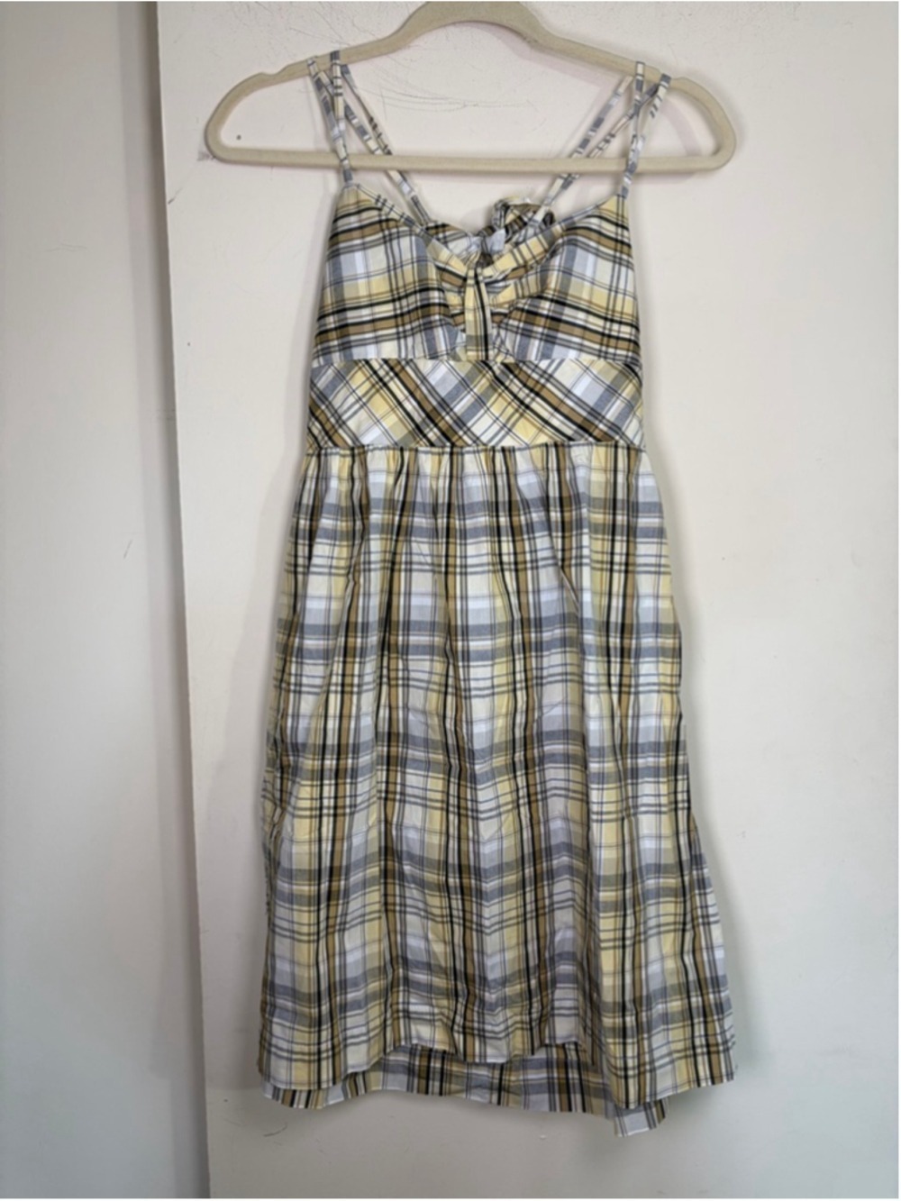 Johnny Martin Yellow Plaid Y2K Cami Dress Sweetheart Empire Waist Size XL